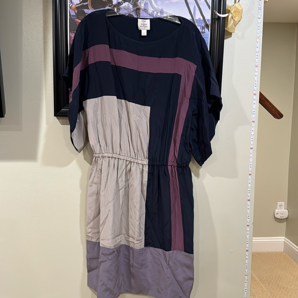 Silk color blocked dress